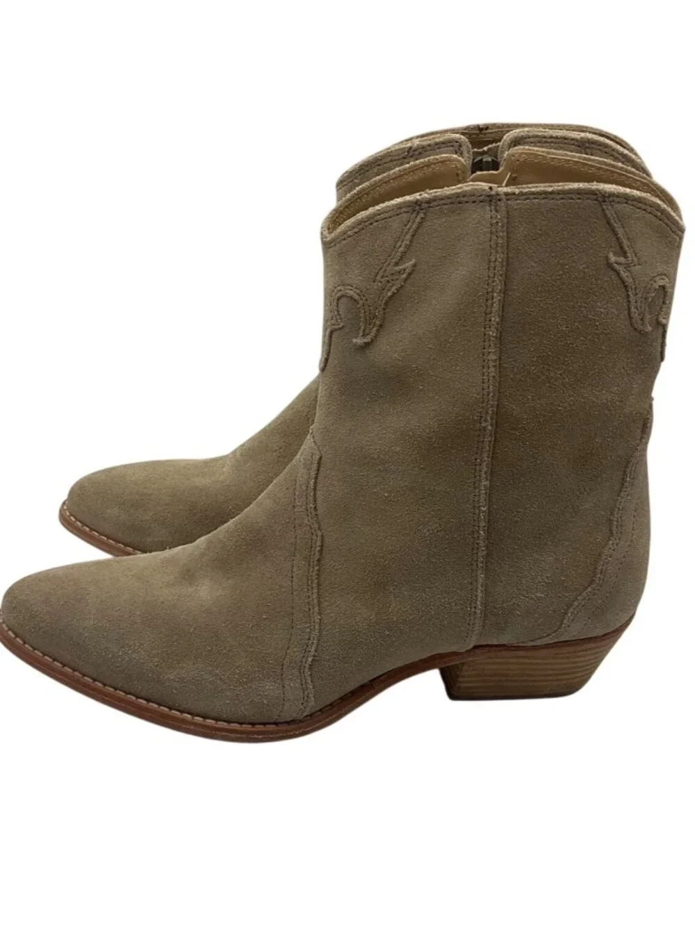 Free People 39.5 New Frontier Beige Suede Western Ankle Boots Booties Shoes Boho